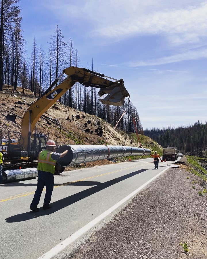 Large excavating move corrugated steel pipe