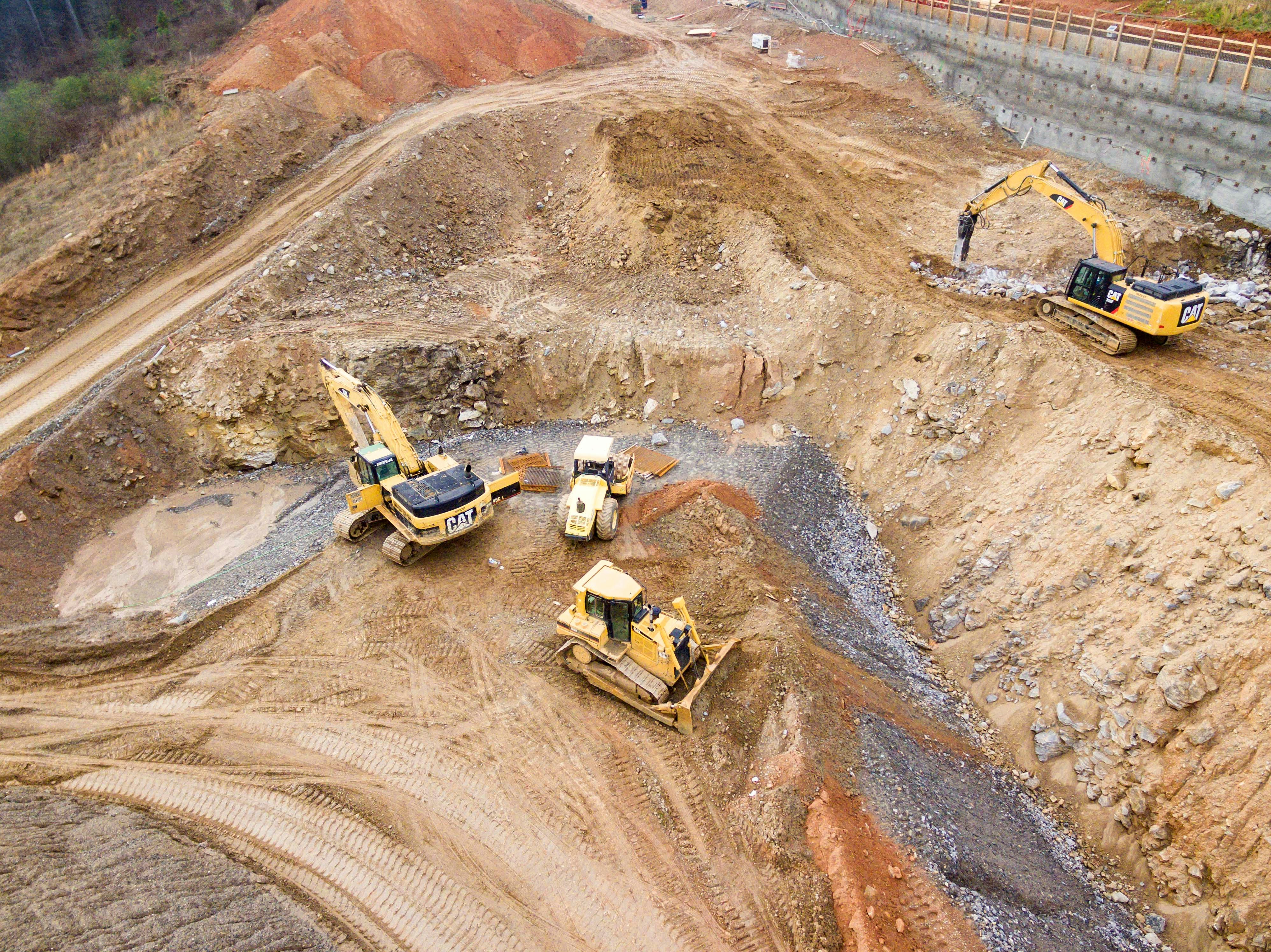 excavators in quarry